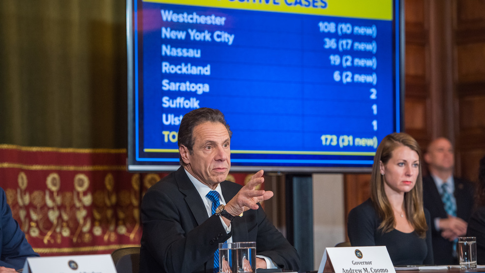 WGRB image of Cuomo at a 2020 briefing WGRB image of Cuomo at a 2020 briefing