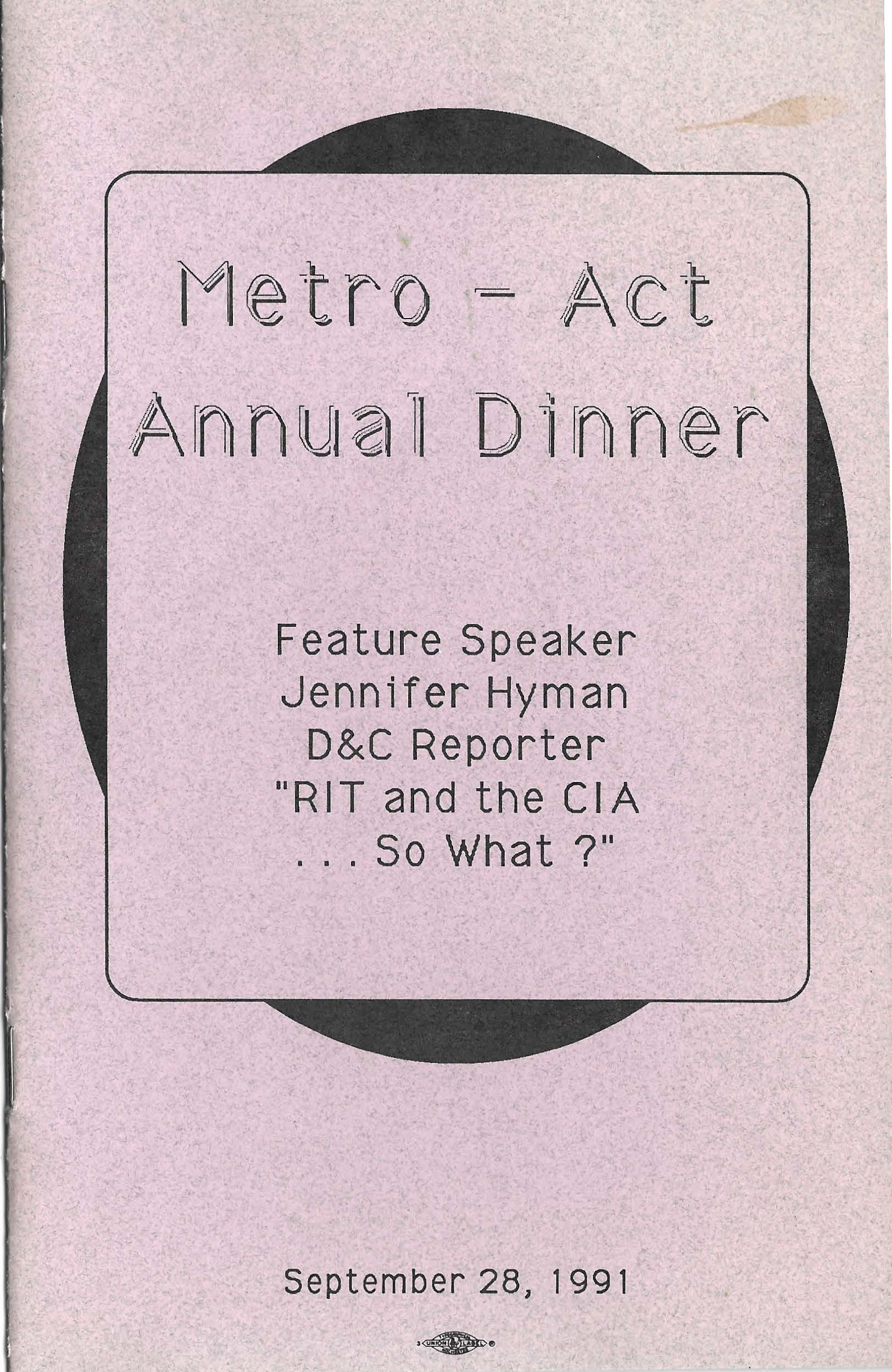 cover of 1991 Annual Dinner program