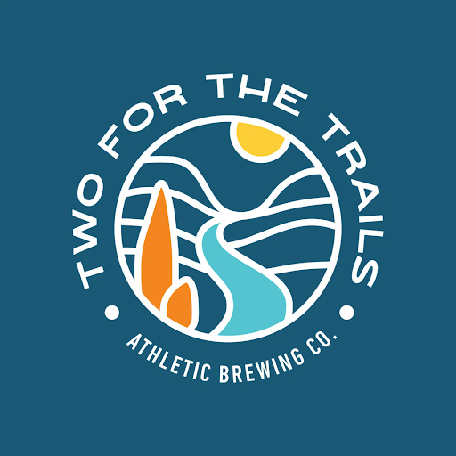 Athletic Brewing logo on a blue background