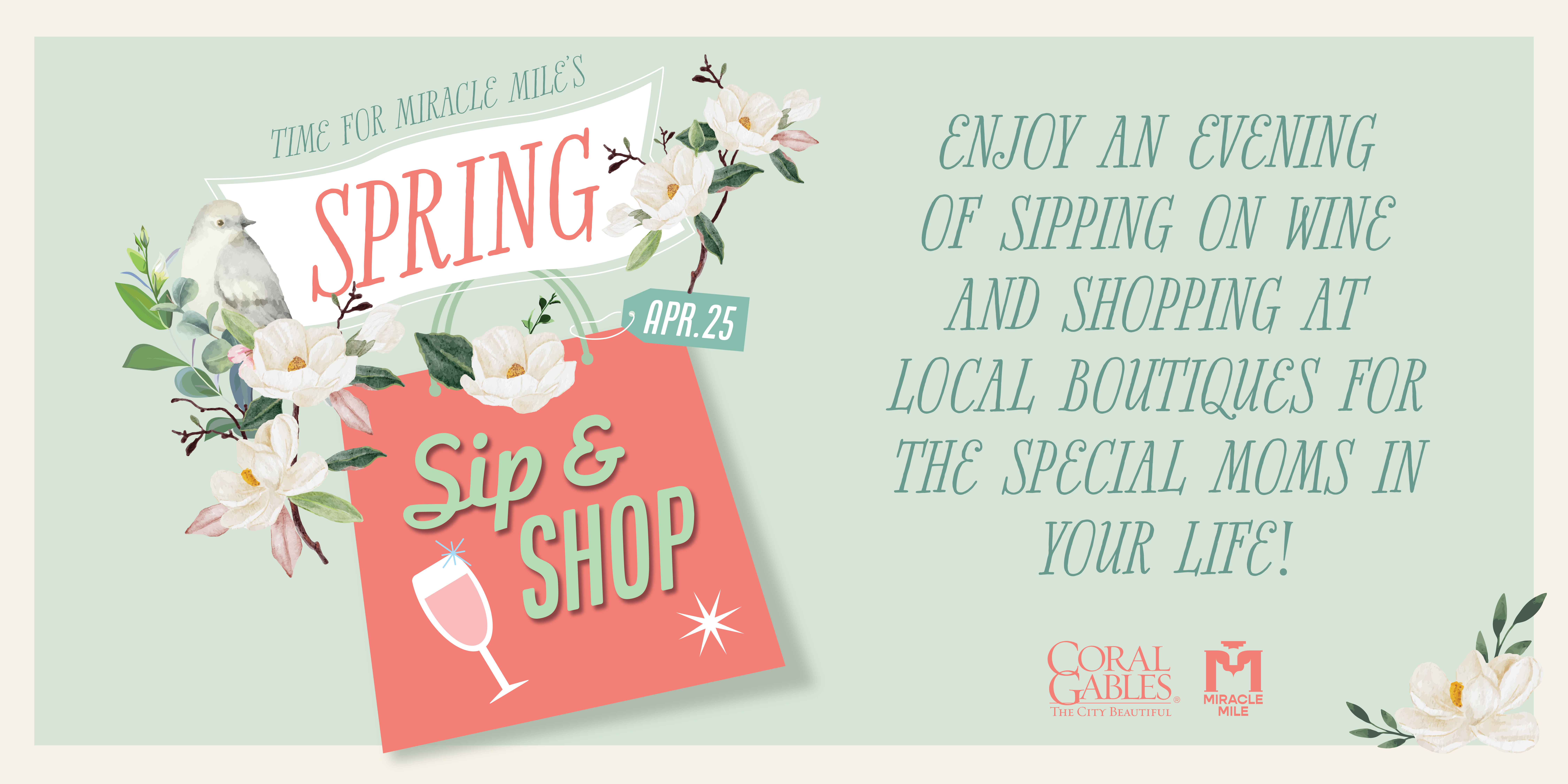 Sip and shop bag with information about the evening and sponsors. 