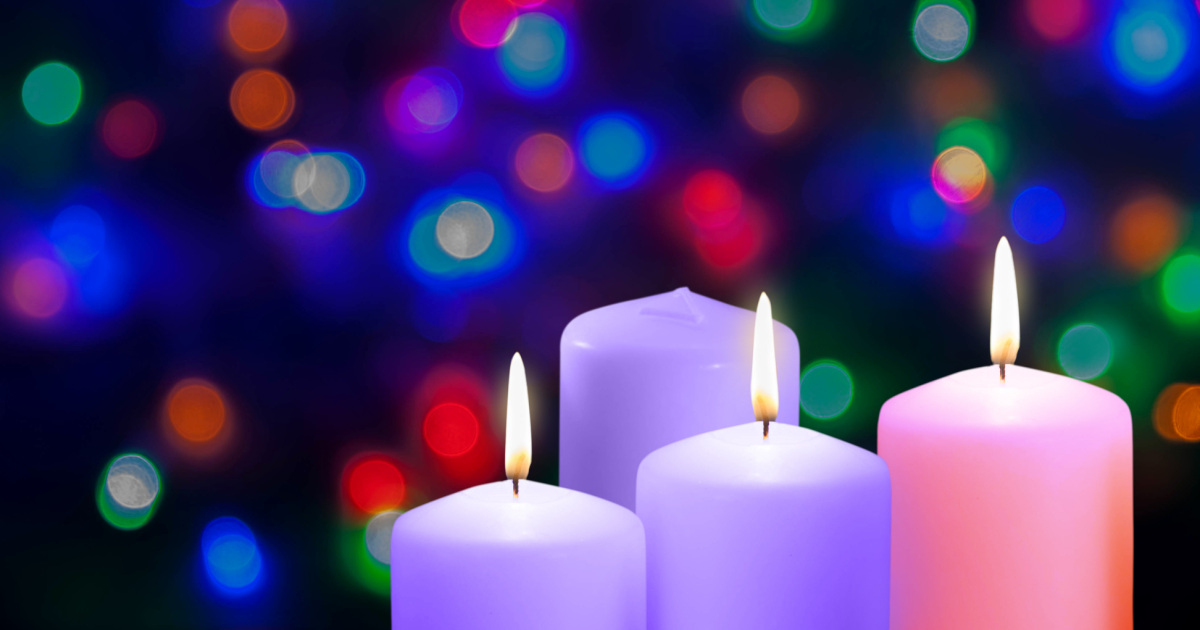 Advent candles on Gaudete Sunday
