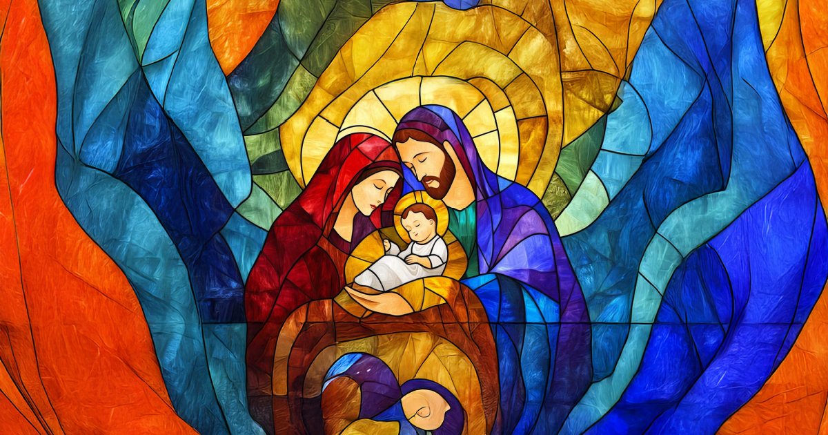 Un colorido mosaico de la Sagrada Familia.