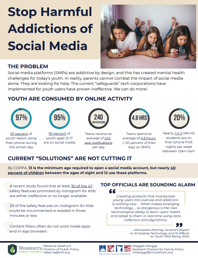 Stop the Harms of Addictive Social Media One-Pager (SHASM)