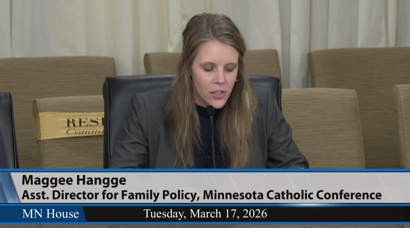 Verbal Testimony in Support of the Stop the Harms of Addictive Social Media Act, Maggee Hangge, Minnesota Catholic Conference