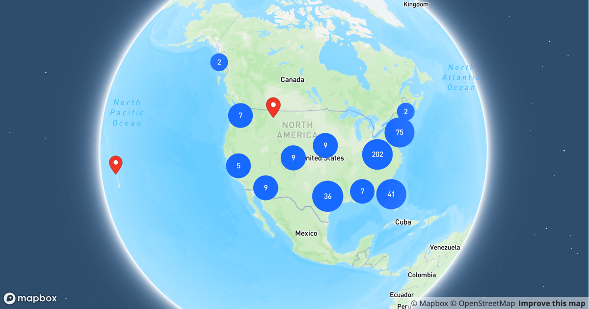 Day of Service events map