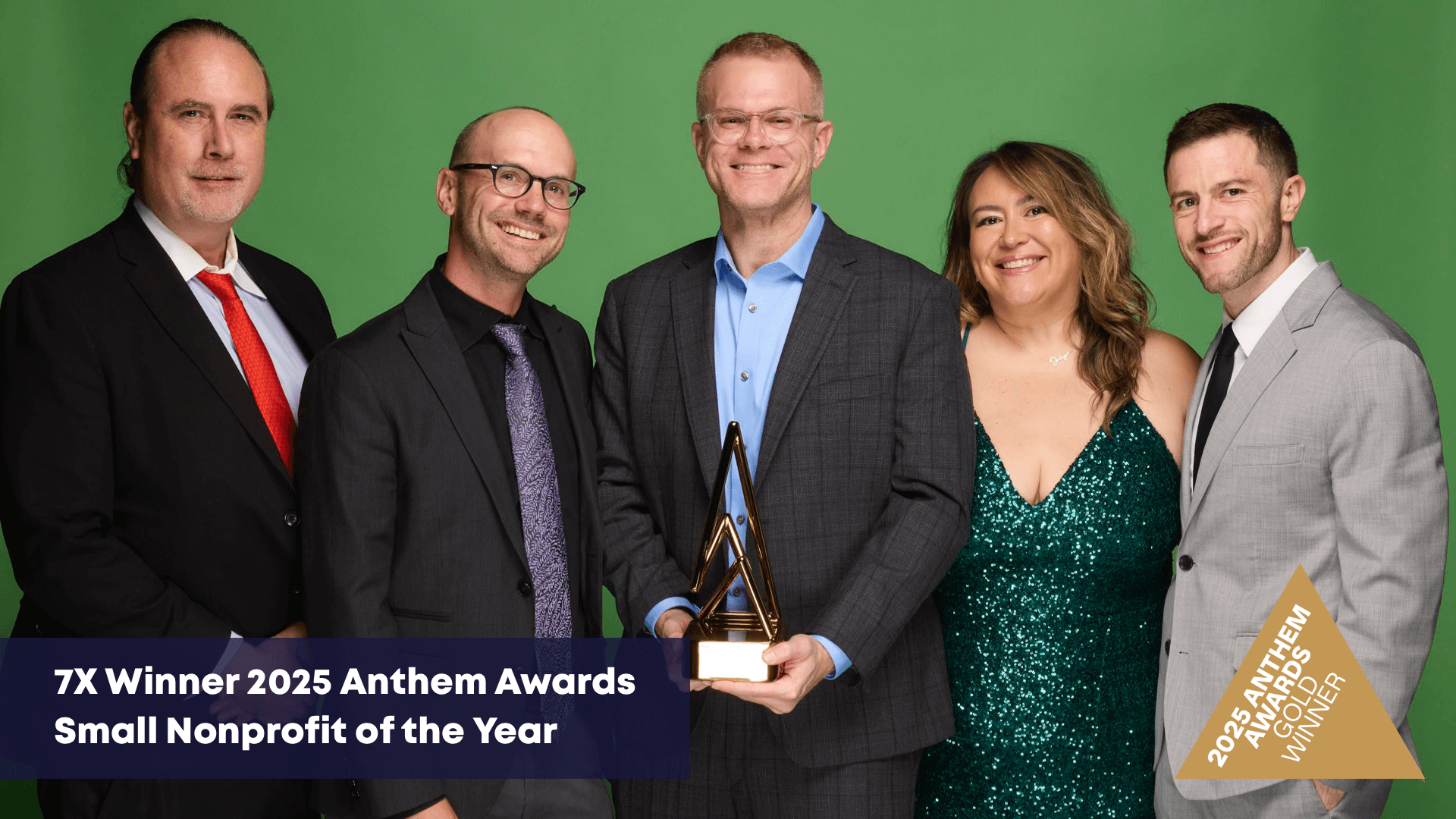 The Mobilize Recovery team accepting 7 Anthem Awards, including Small Nonprofit of the Year