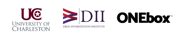 Logos for University of Charleston, Drug Intervention Institute, and ONEbox