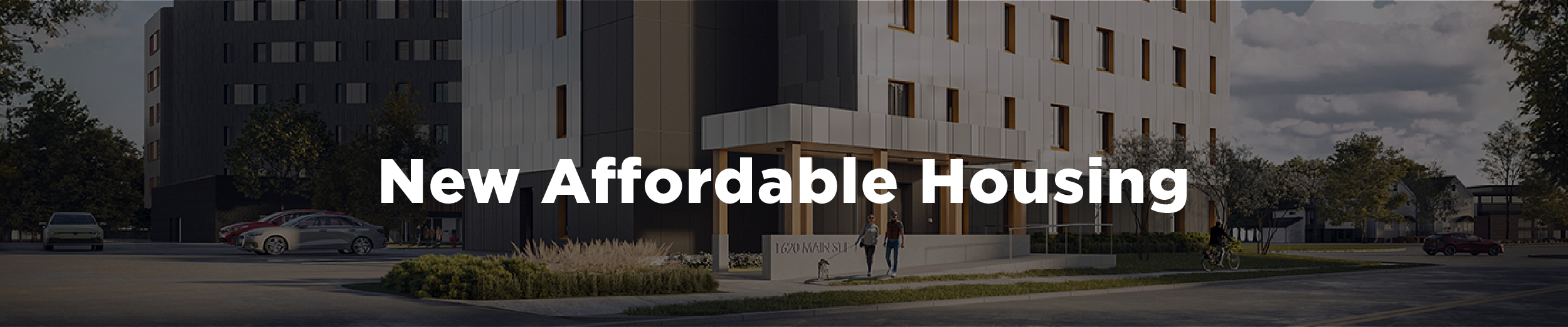 Rendering of the new affordable housing development at 1620 Main Street East made of mass timber using sustainably harvested wood.