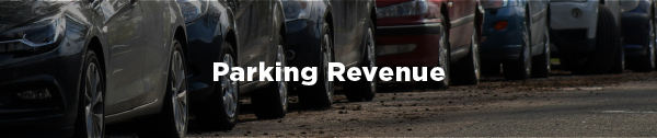 A row of parked cars with the overlaid text "Parking Revenue"