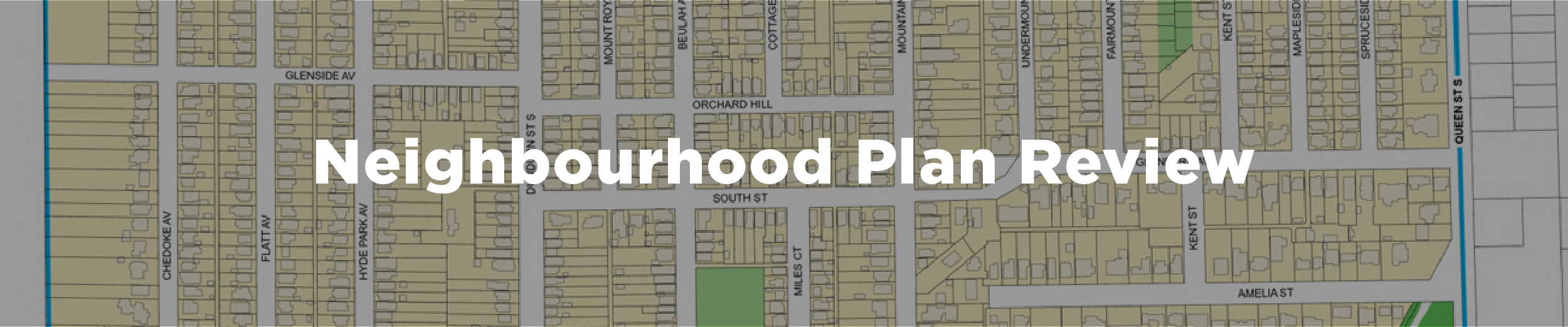A planning map of the Kirkendall neighbourhood with the overlaid text "Neighbourhood Plan Review"