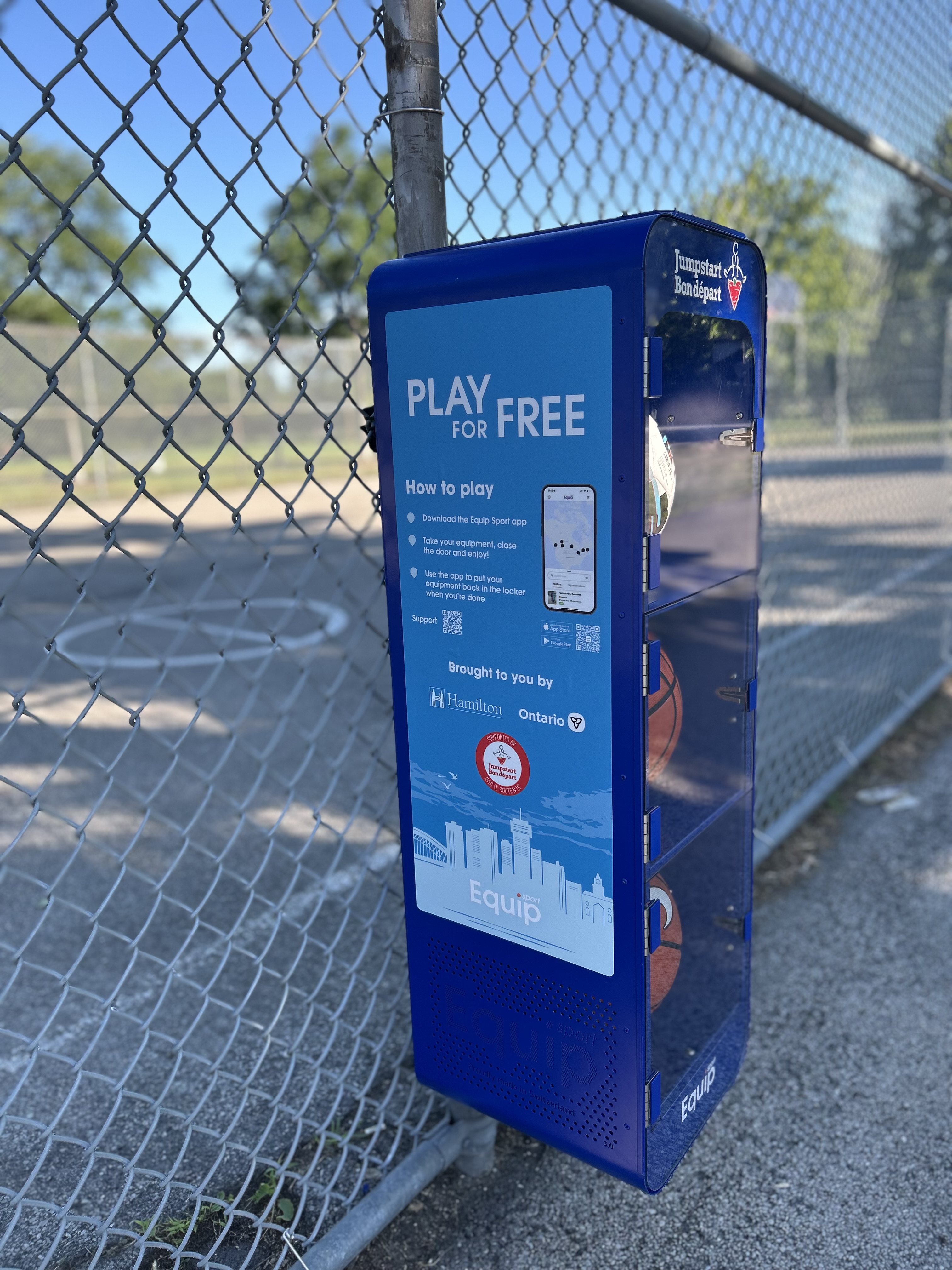 A side view of the Equip Sport rental station in Victoria Park