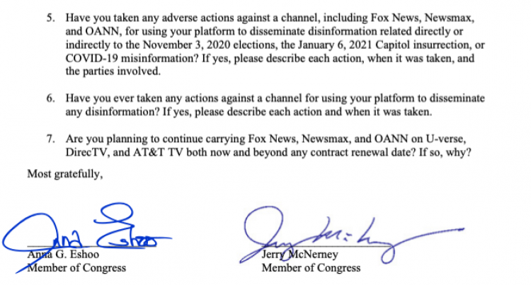 Excerpt from Congressional letter to AT&T https://eshoo.house.gov/sites/eshoo.house.gov/files/Eshoo-McNerney-TV-Misinfo%20Letters-2.22.21.pdf#page=2