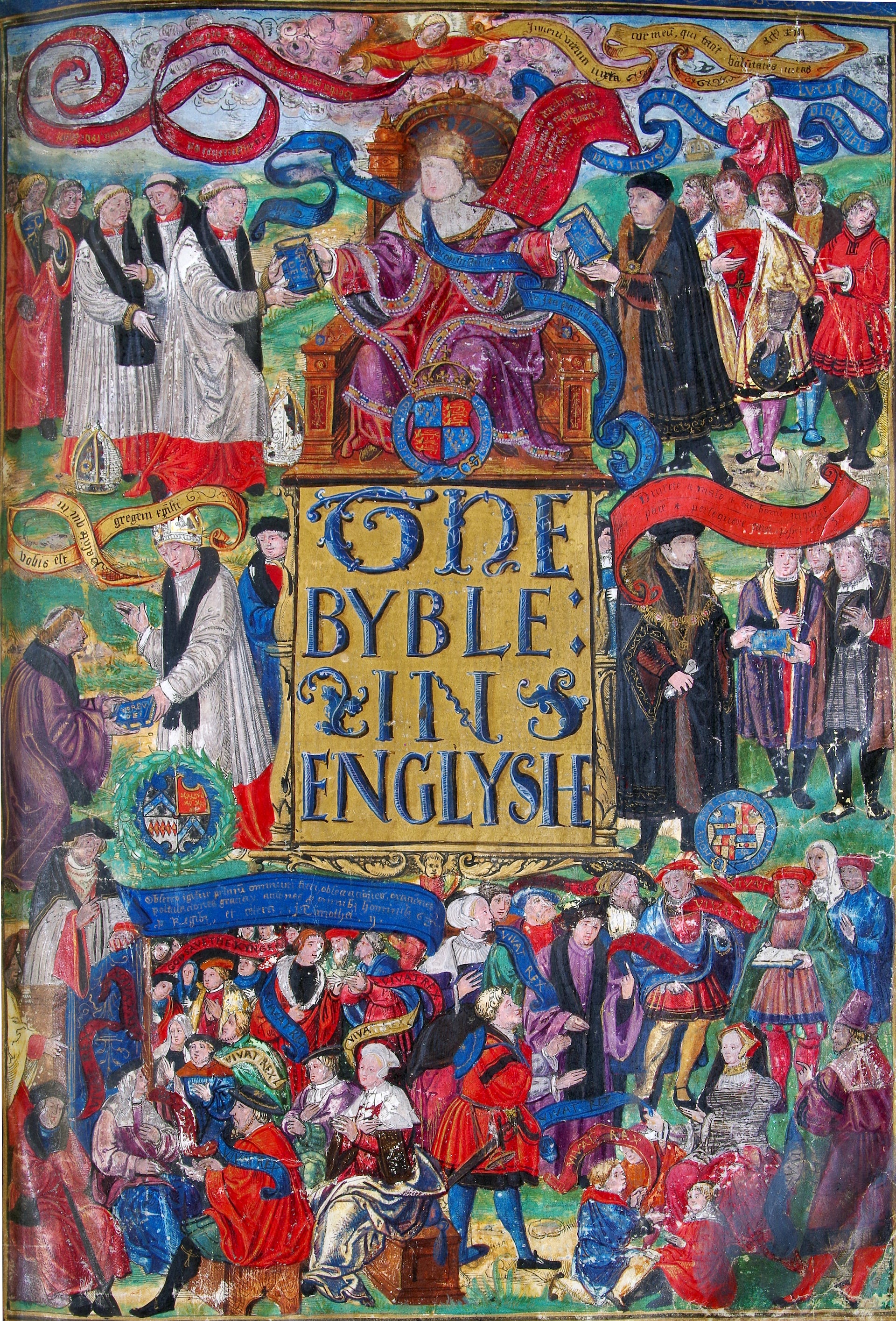 A photograph of the Great Bible's title page.