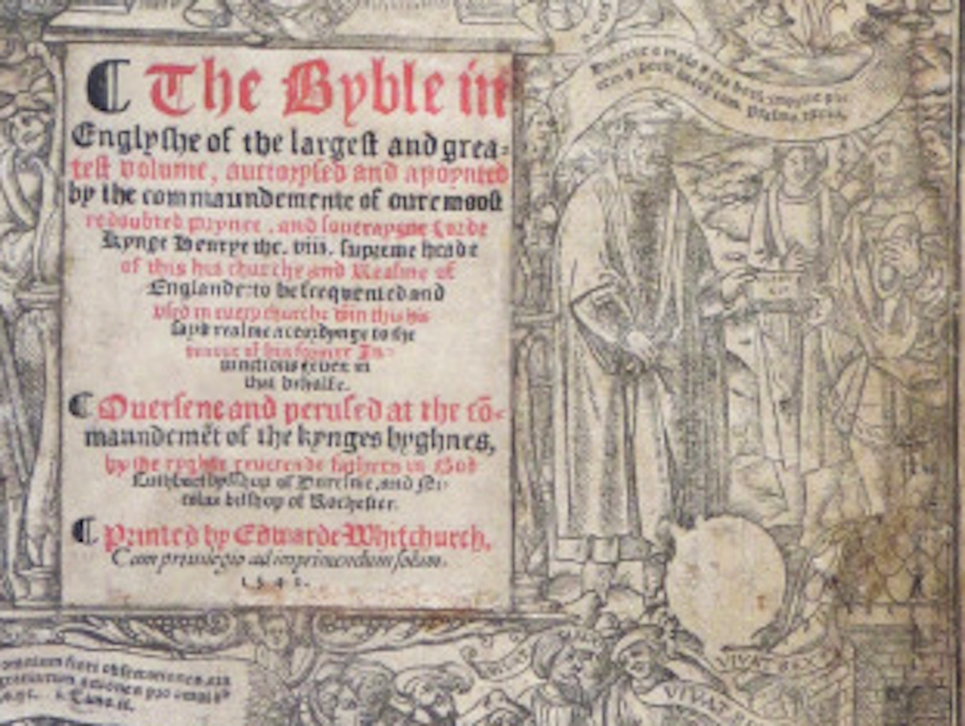 Black and white image of title page with coat of arms blanked out.
