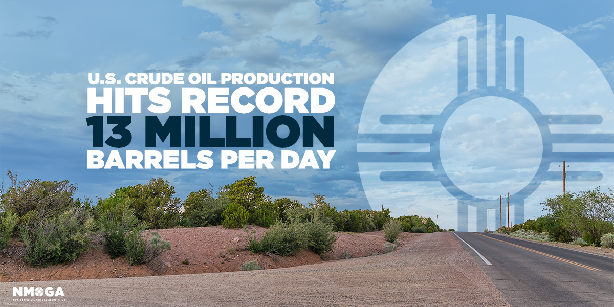 U.S. oil production hits estimated record 13 million barrels per day - New Mexico Oil & Gas Association