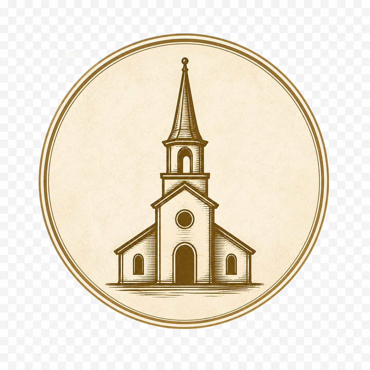 Church medallion — a colonial church steeple