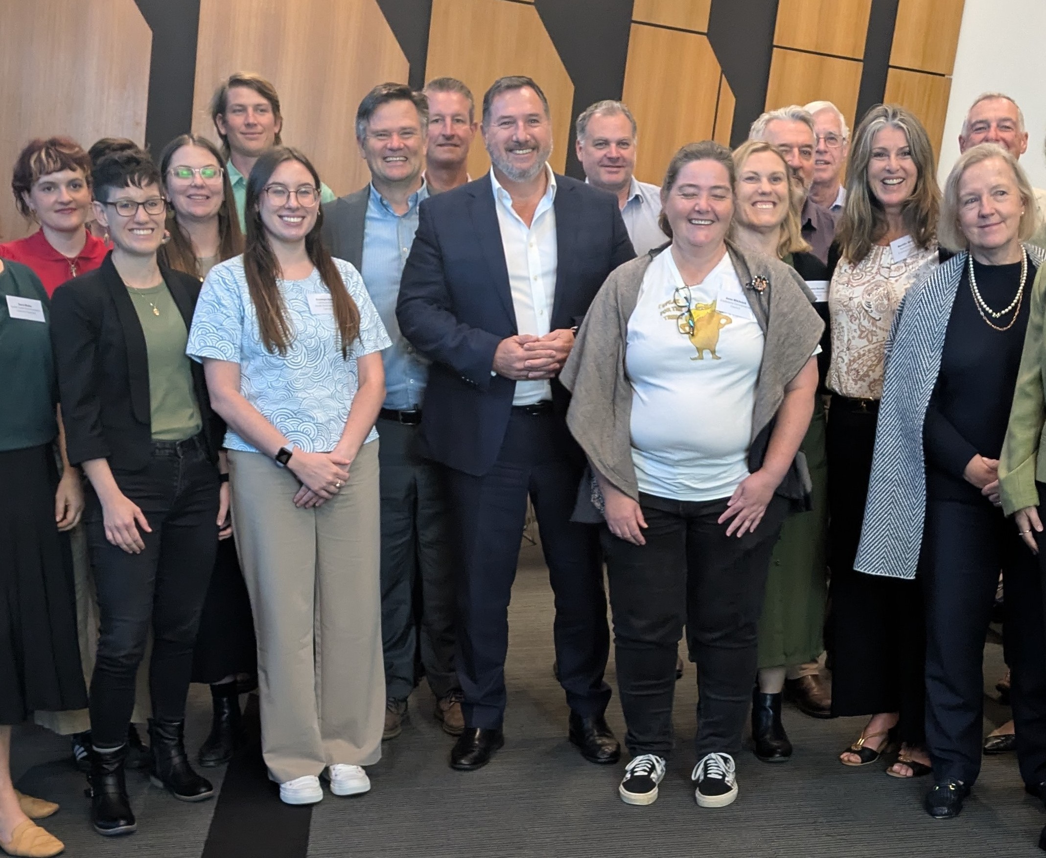 Representatives from Queensland's environment movement alongside Minister Andrew Powell