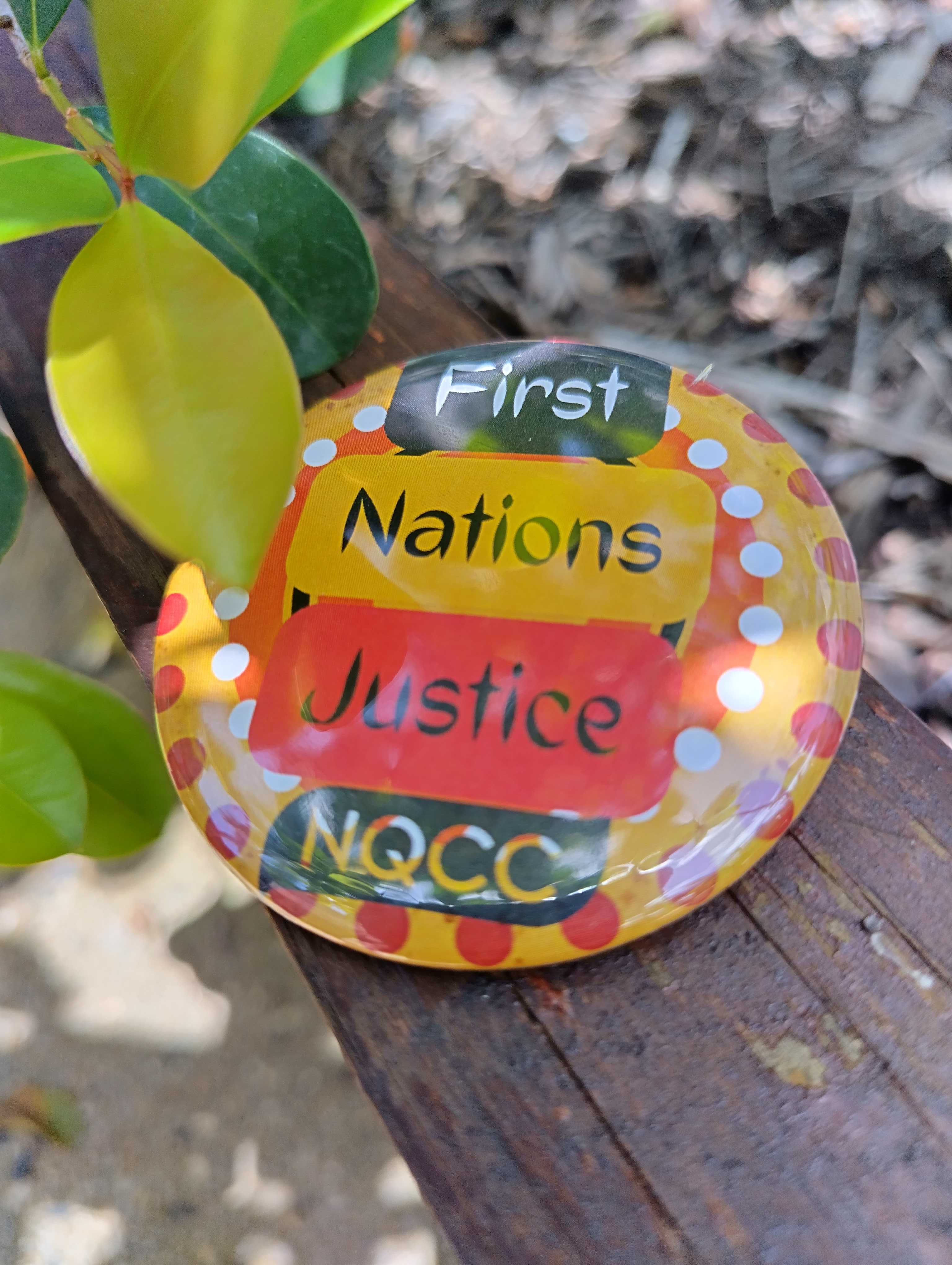 A badge reads "First Nations Justice" above an NQCC logo