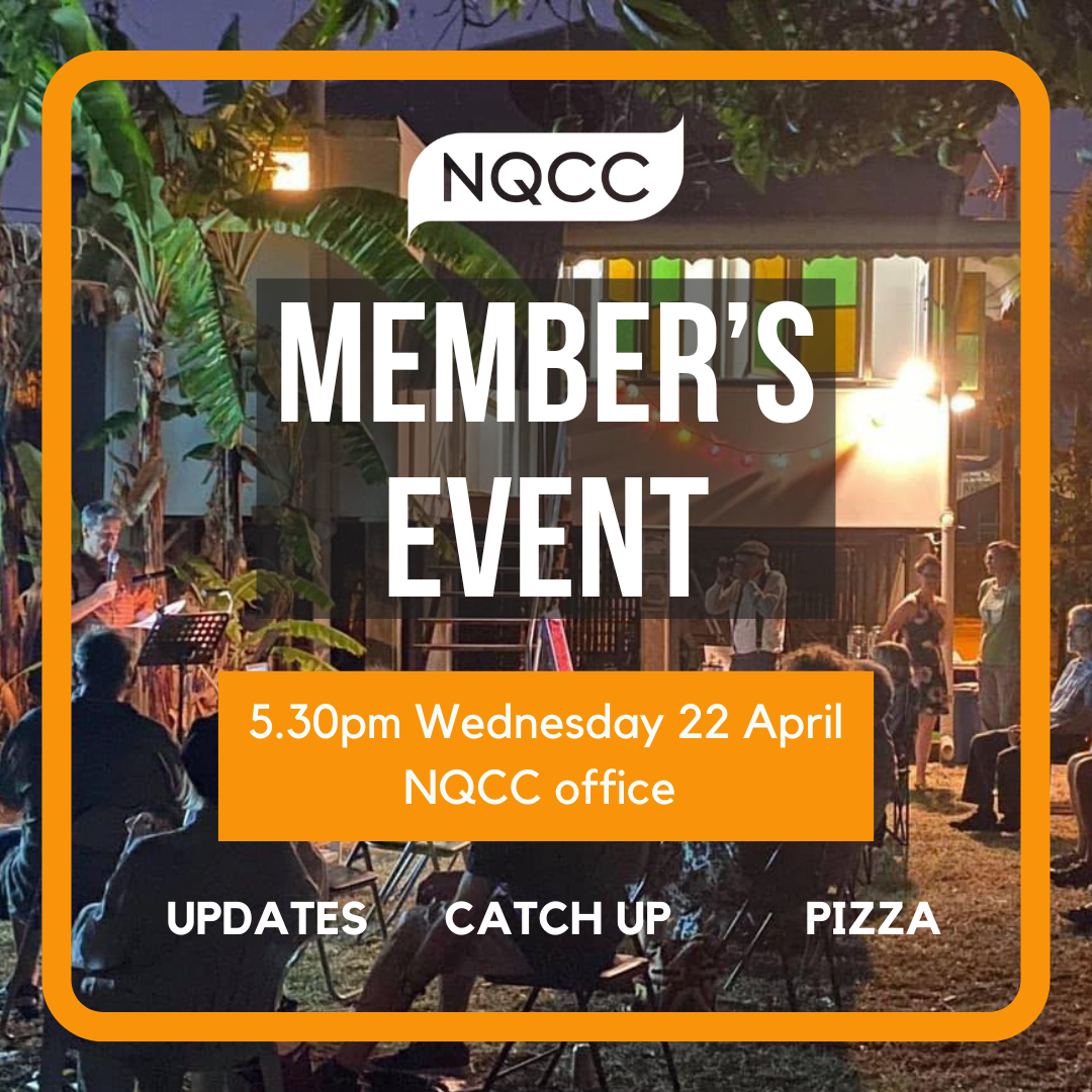 Picture of NQCC backyard with people sitting together