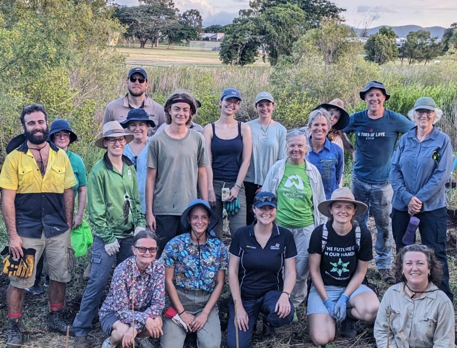 A group of locals stand together at Mundy Creek natureway