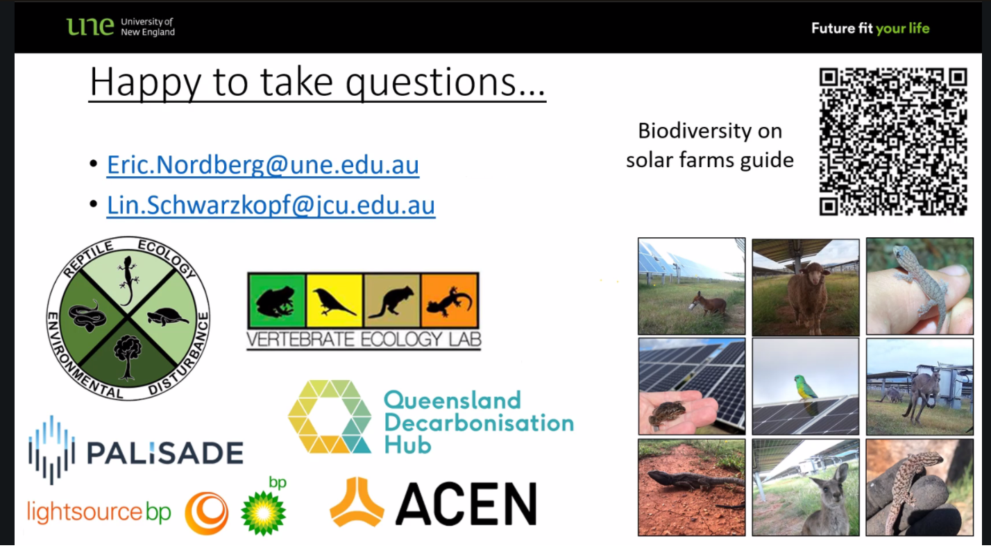 Dr Eric's last slide, including his contact details