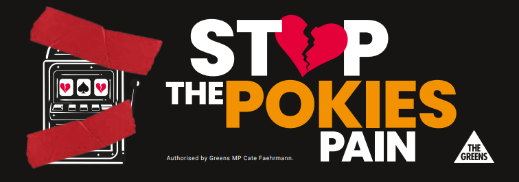 Stop The Pokies Pain bumper sticker