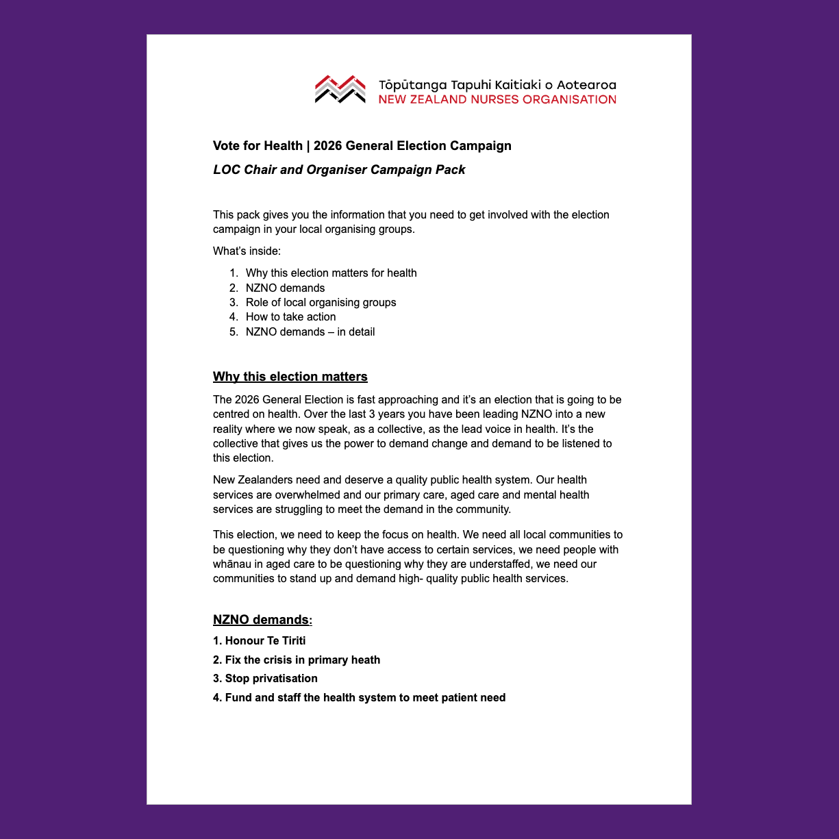LOG Vote for Health Election Pack (Word doc)