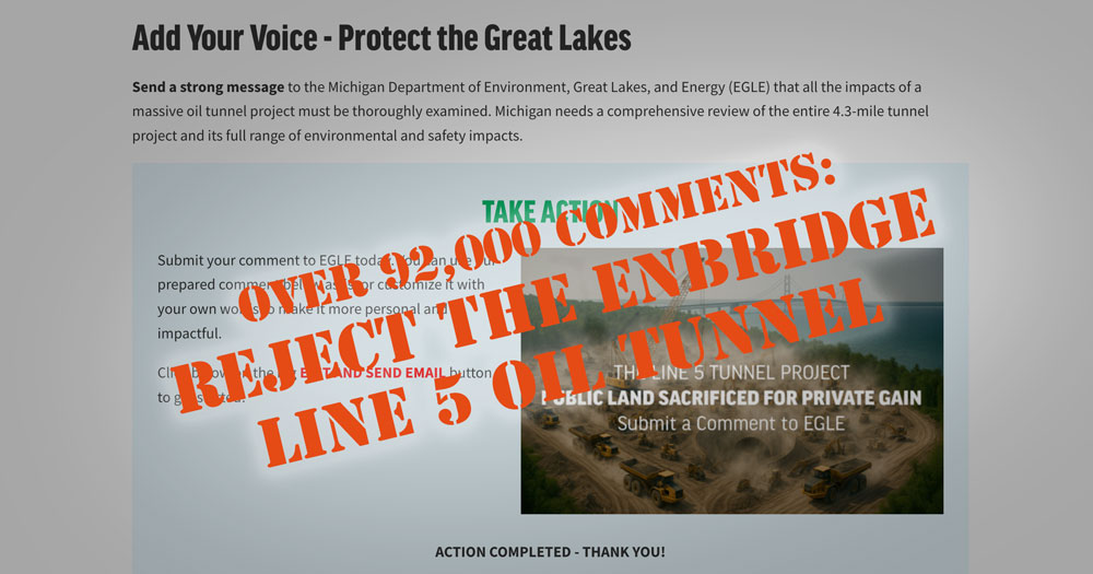92,000 Comments: Reject the Line 5 Tunnel