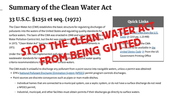Stop the Clean Water Act from being Gutted