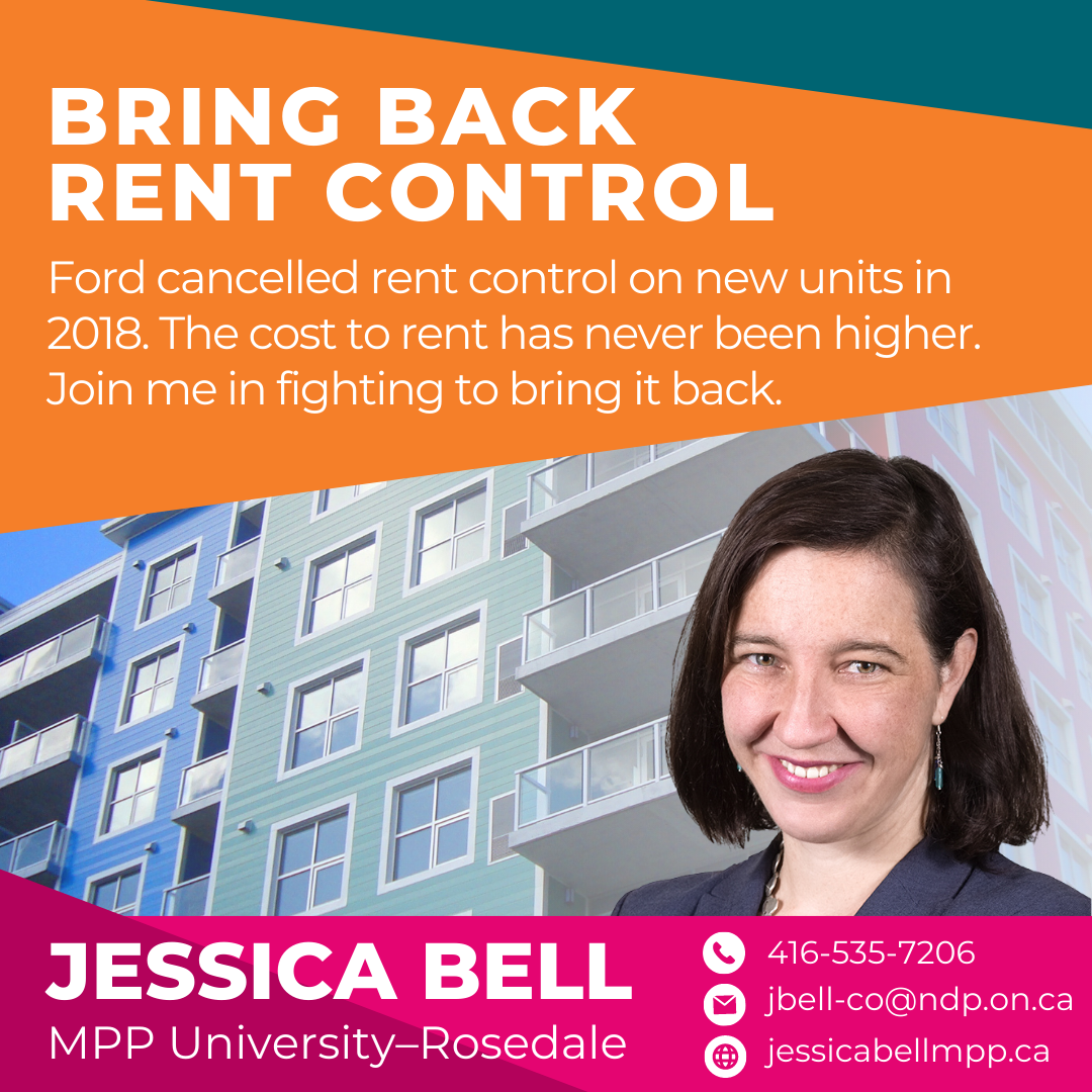 NDP MPPs urge government to restore rent control as housing crisis worsens Jessica Bell