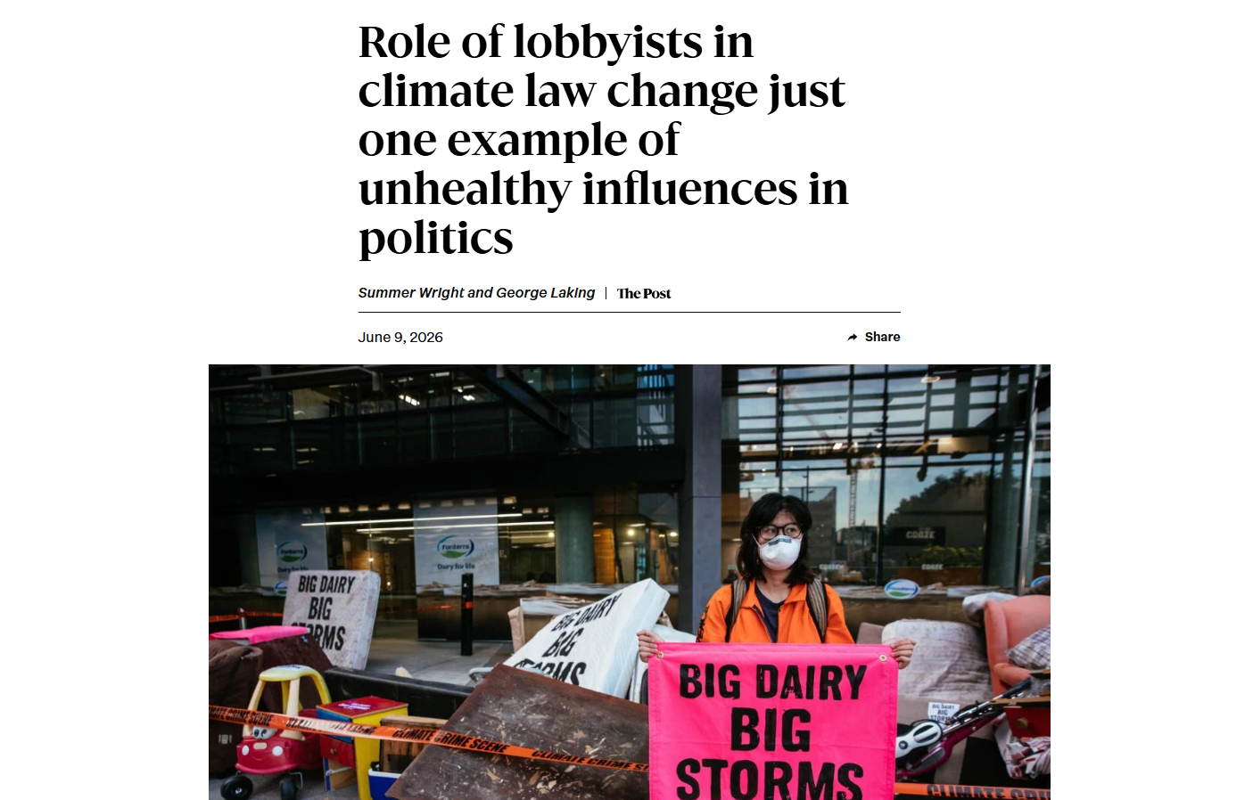 A screenshot of the opinion piece headline