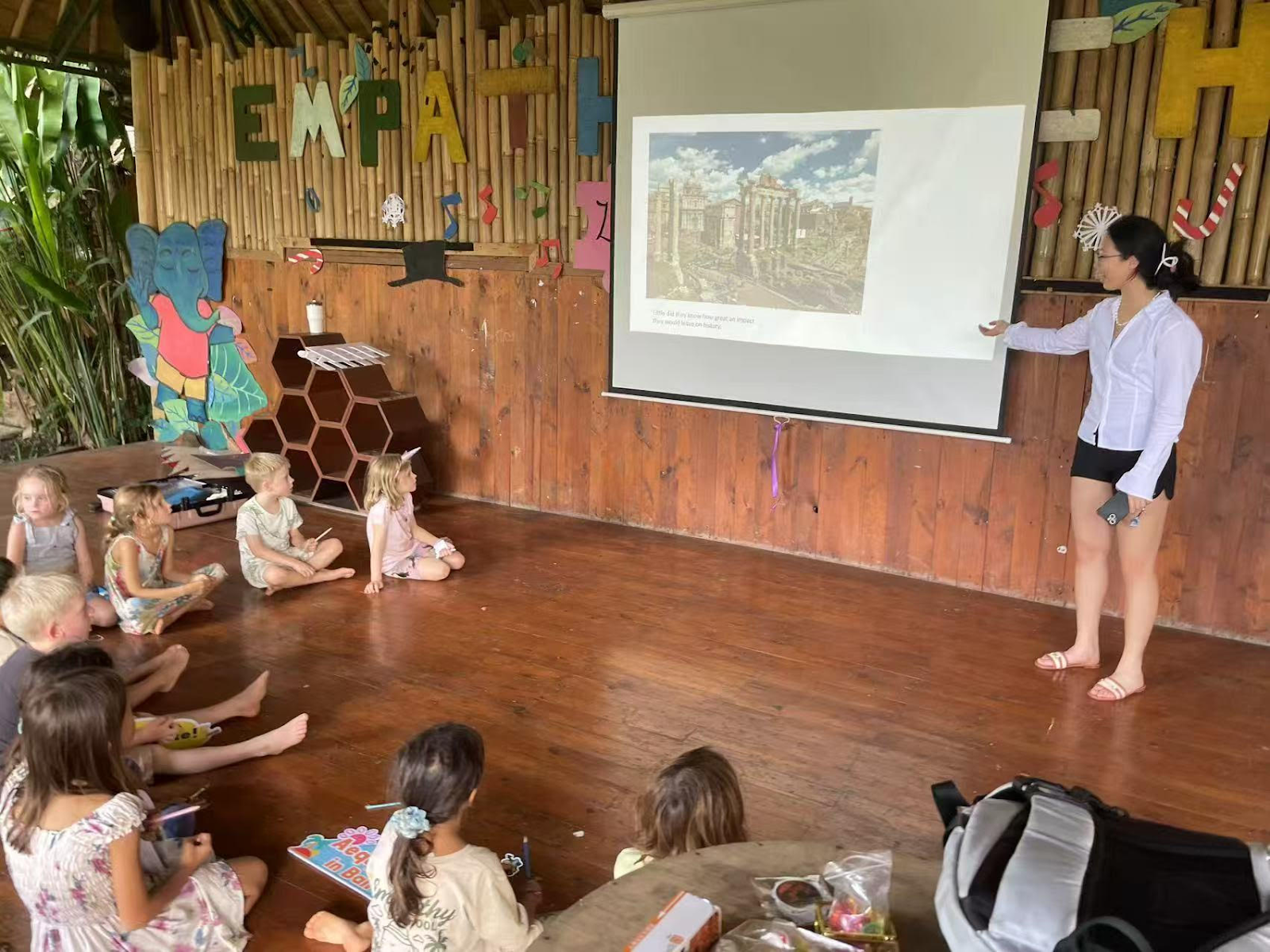 Alice Zhang teaching her students
