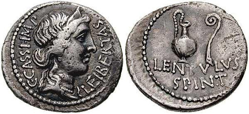 Cassius and Leibertas on a coin of 42 BCE, the year of Philippi.