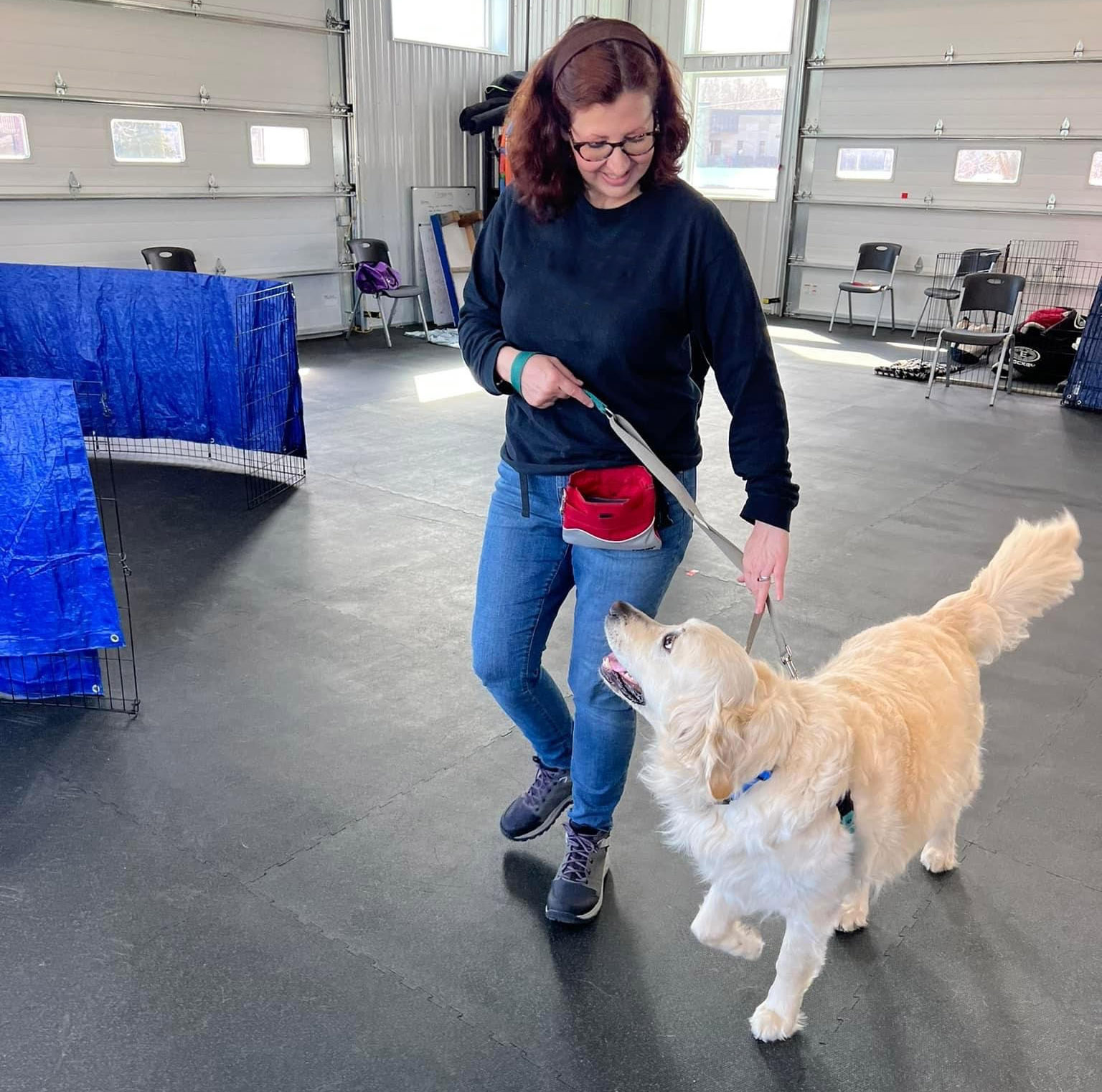 Our Head Trainer working with a service dog in training