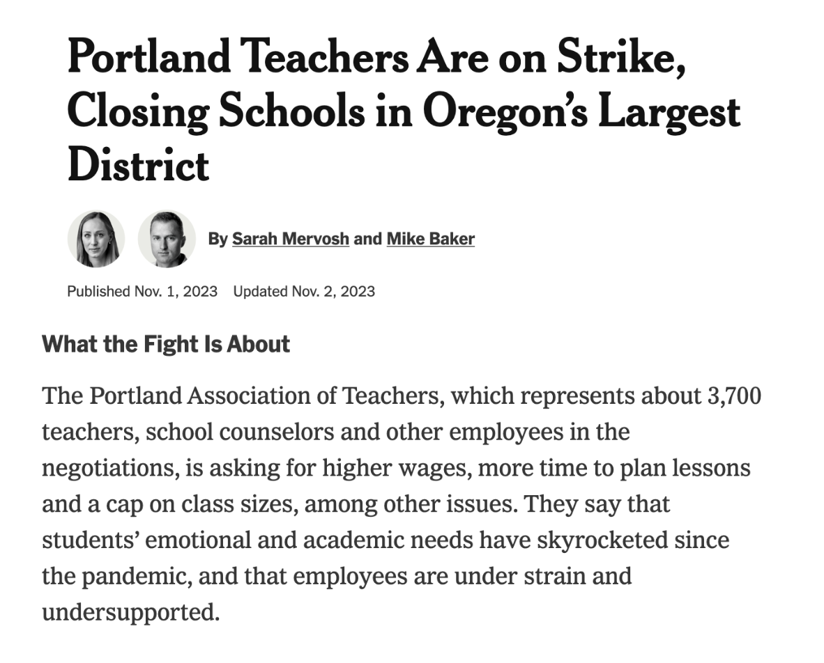 Portland Teachers Are on Strike in the New York times