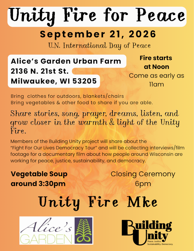 Unity Fire for Peace flyer