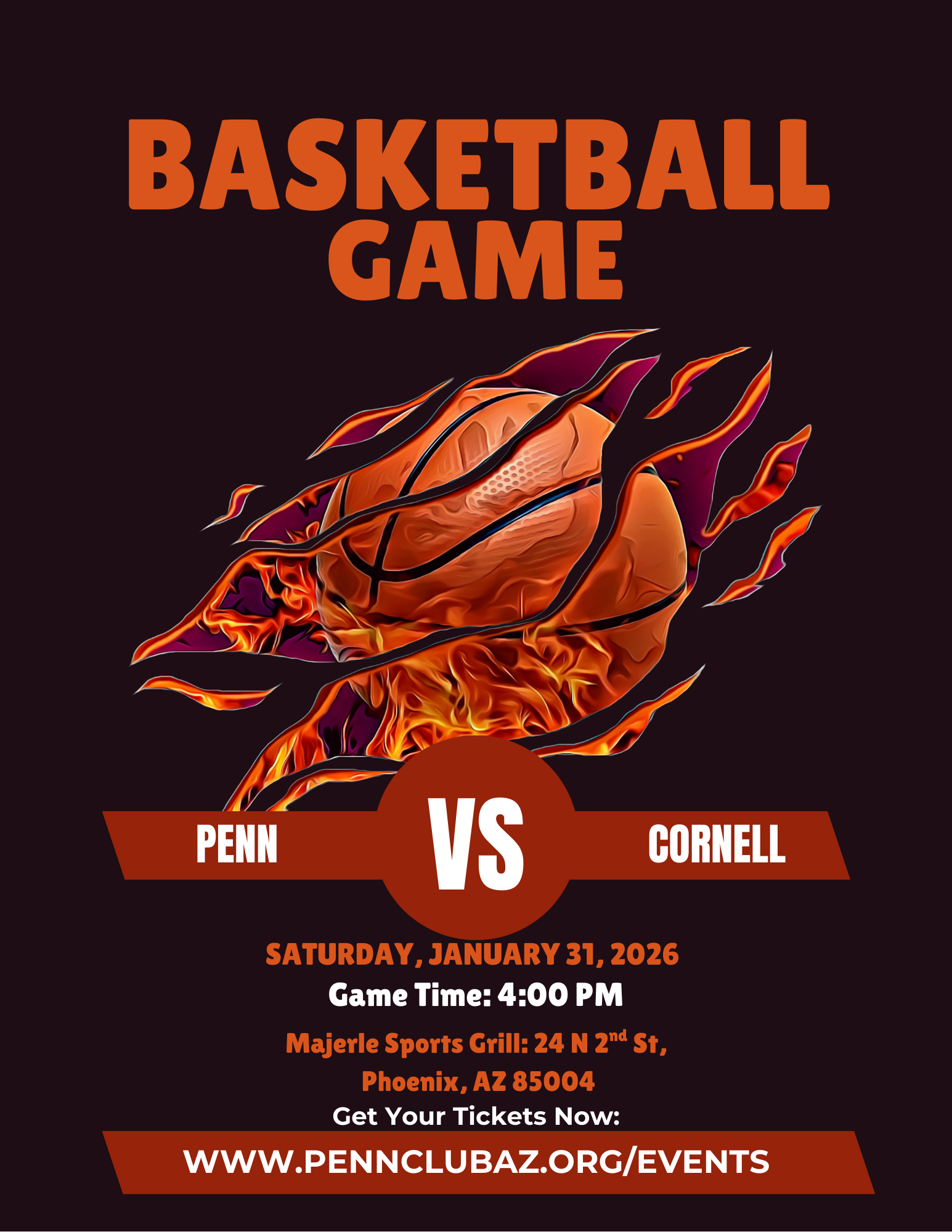 Joint Club Meeting with Cornell Cub of Arizona -Penn vs Cornell Men's Basketball Game