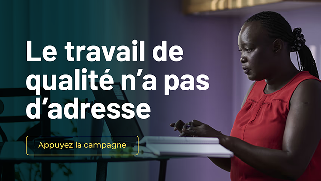 Une femme qui travaille à domicile. Le travail de qualité n'a pas d'adresse.