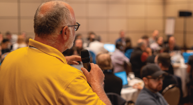 Person holding a microphone