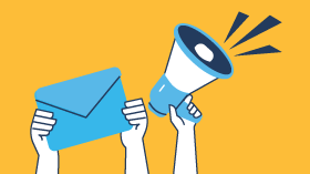 Envelope and megaphone