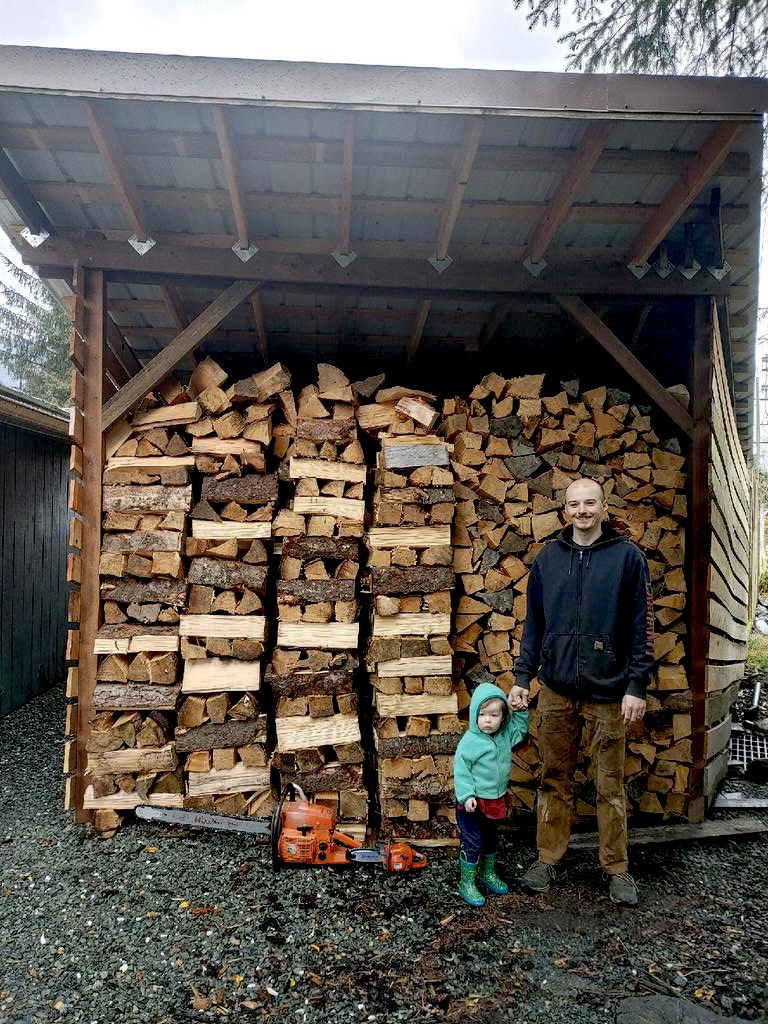 Philip White and his award winning stack of firewood
