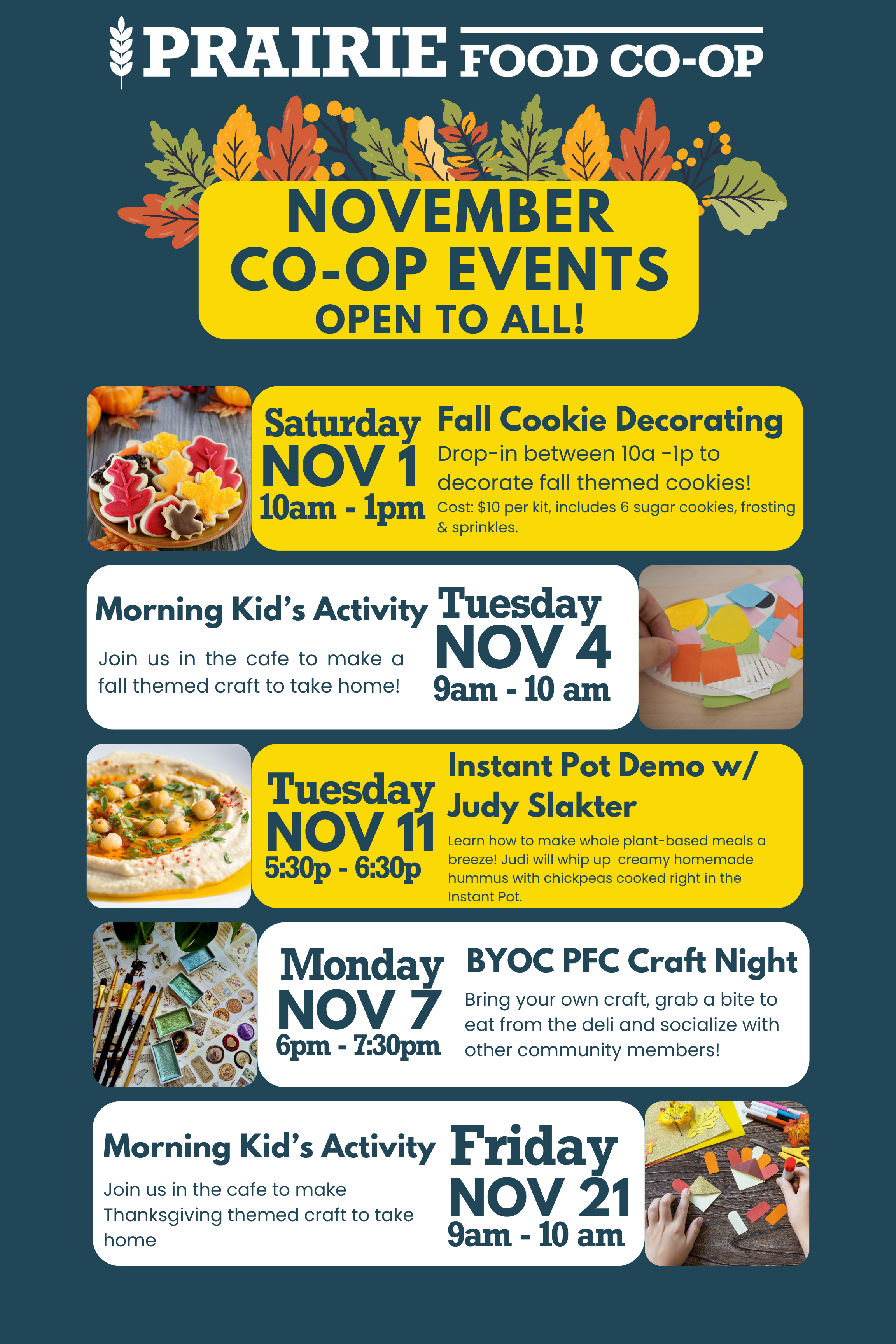 Monthly Cafe Events Calendar