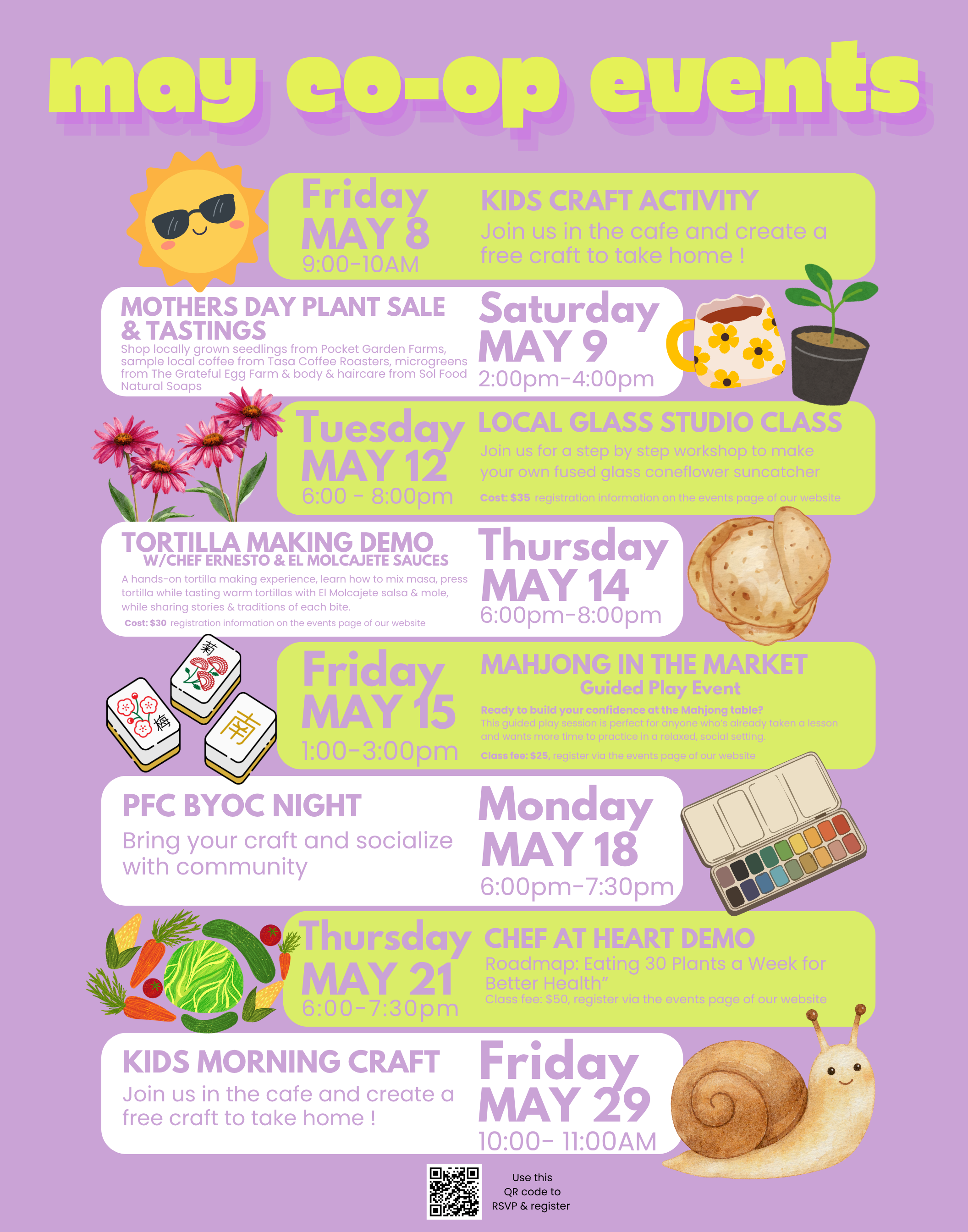 Monthly Cafe Events Calendar