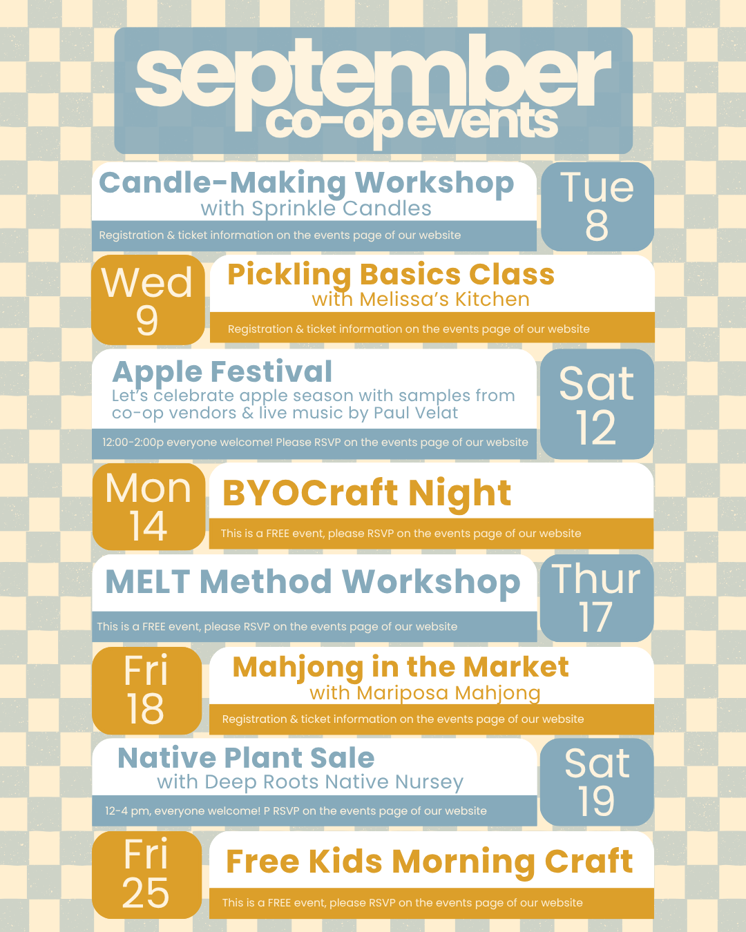 Monthly Events Calendar