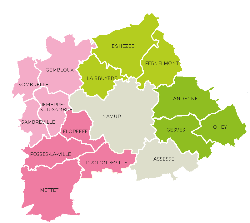 carte arrondissement de Namur