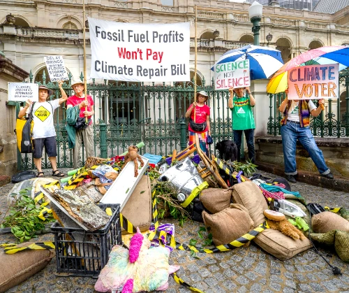 Protestors outside Queensland Parliament