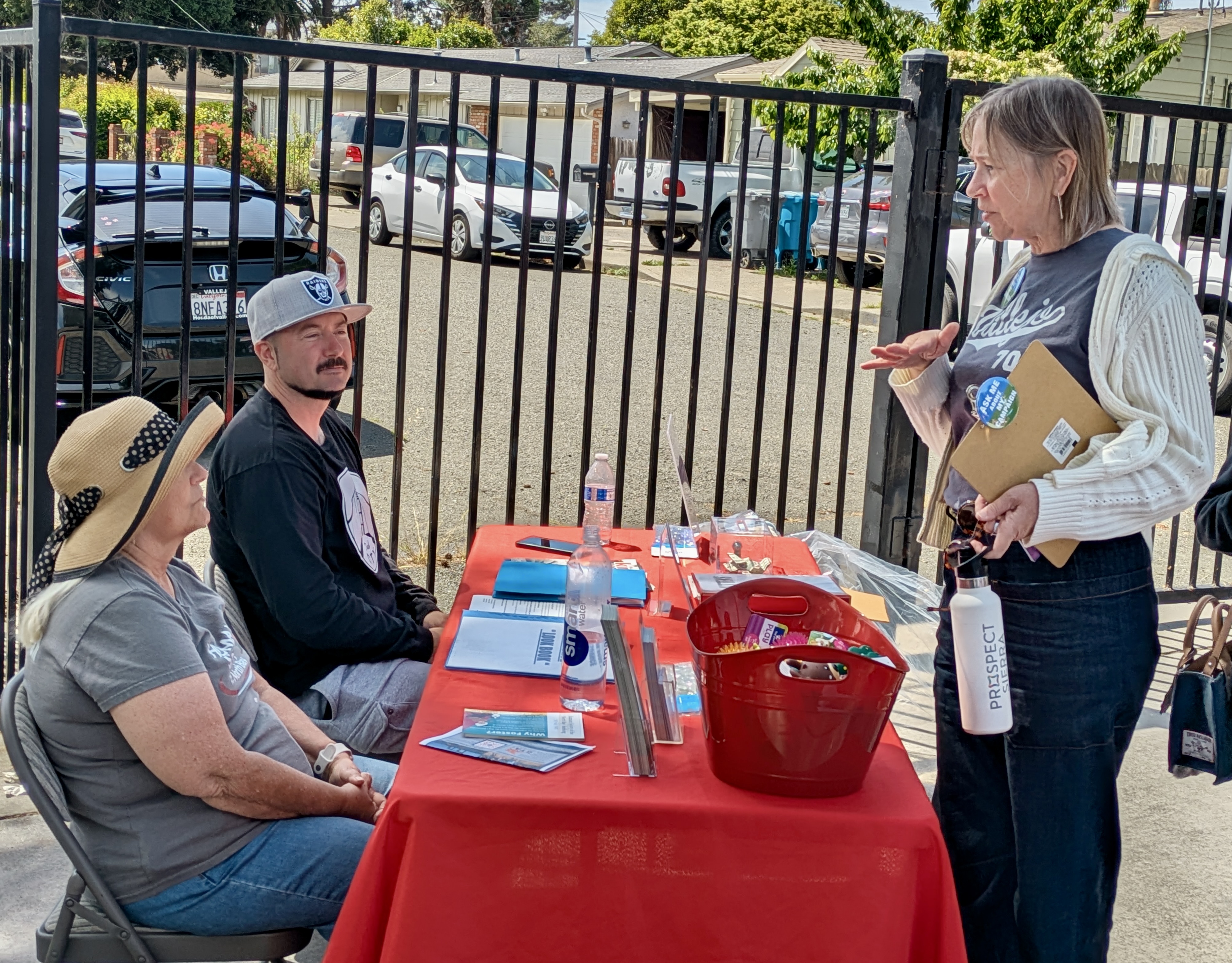 Rebekah speaking with voters