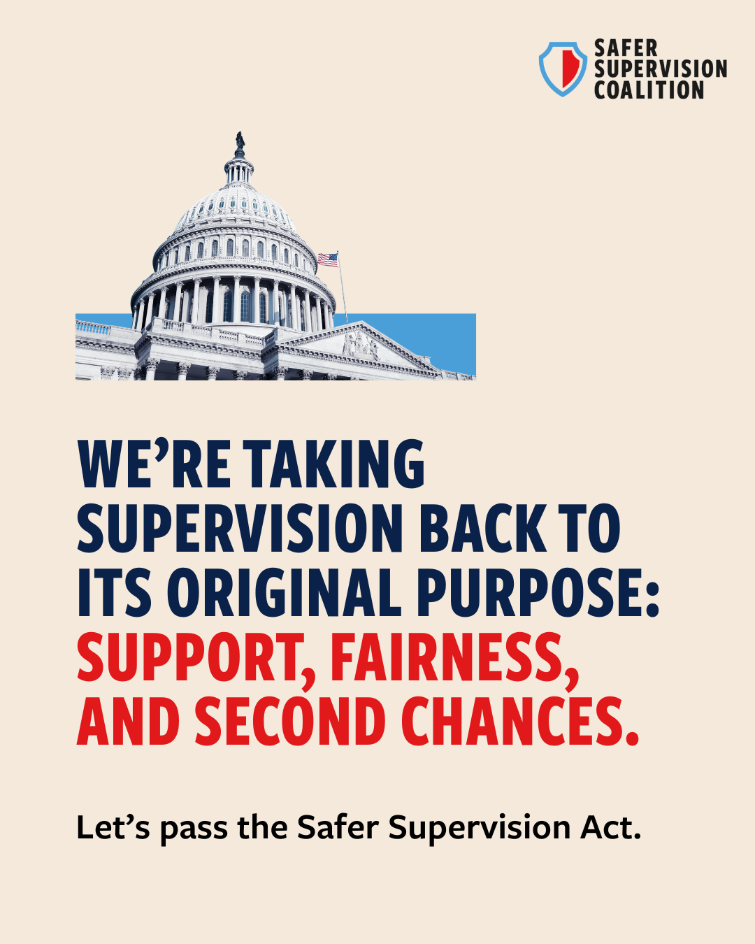 We’re taking supervision back to its original purpose: Support, fairness, and second chances. Let’s pass the SAFER Supervision Act.