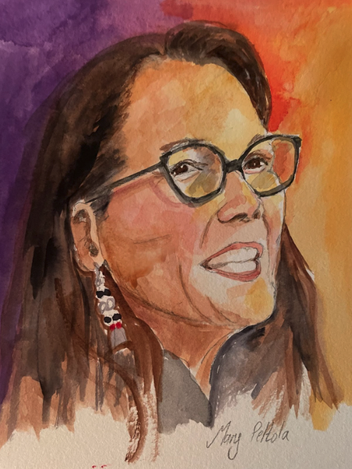 Watercolor picture of Mary Peltola, painted by Melanie Humble