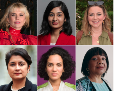Paloma Faith, Zarah Sultana, Charlotte Church, Diane Abbott, Anoushka Shankar, and Shami Chakrabarti.